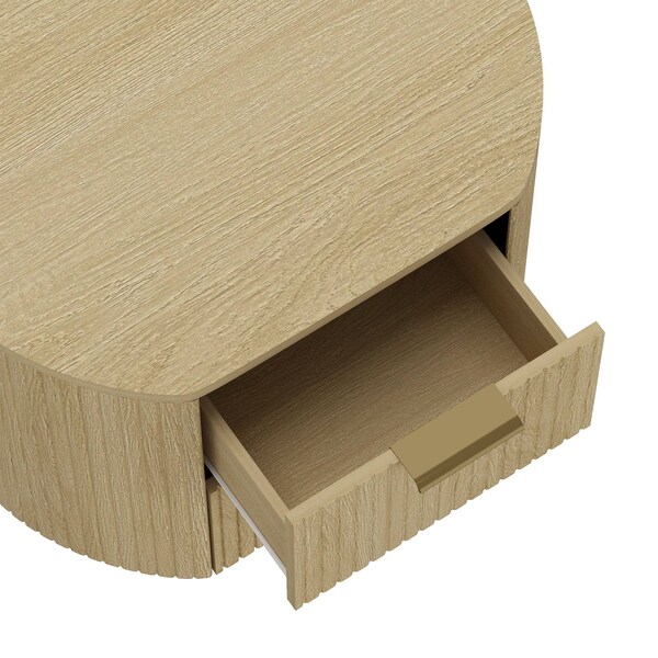 Manhattan Comfort Olivia Nightstand in Natural Oak and Gold - NS010-GNO