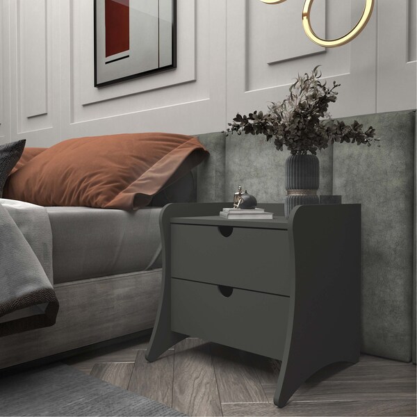 Manhattan Comfort Coney Nightstand in Grey - 181GMC9