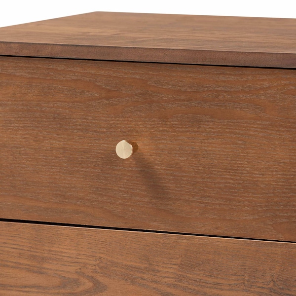 Baxton Studio Landis Mid-Century Ash Walnut Finished Wood 2-Drawer Nightstand - 193-11301-ZORO