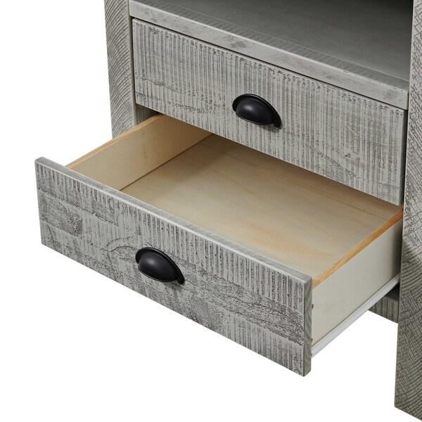 Alaterre Furniture Arden 2-Drawer Wood Nightstand, Driftwood Gray - ANAN0132