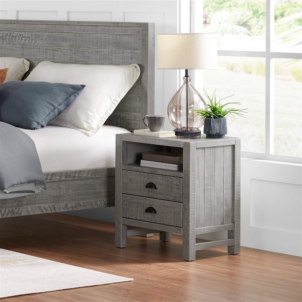 Alaterre Furniture Arden 2-Drawer Wood Nightstand, Driftwood Gray - ANAN0132