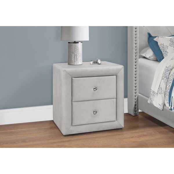 Clean Choice 21 in. Bedroom Accent Night Stand, Light Grey - Velvet - CL2450602