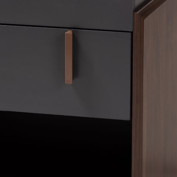 Baxton Studio Rikke Two-Tone Gray and Walnut Finished Wood 1-Drawer Nightstand - 152-9147