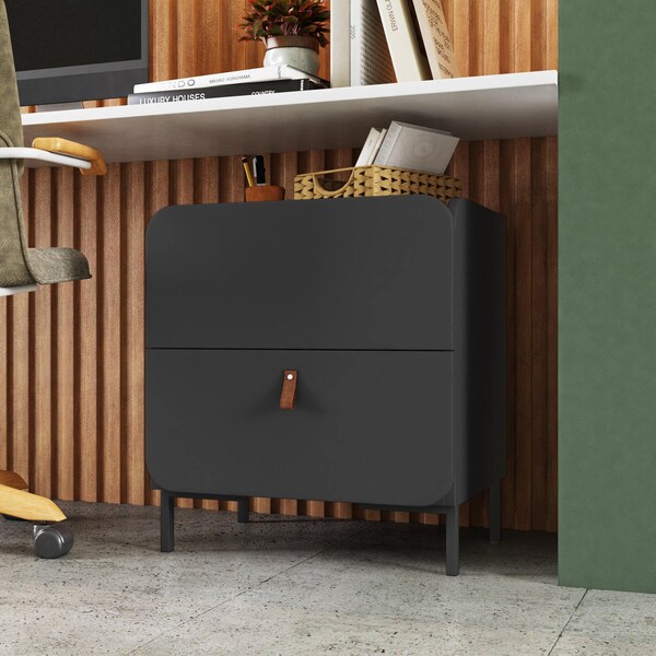 Manhattan Comfort Bogardus Nightstand in Black - NS-319AMC153