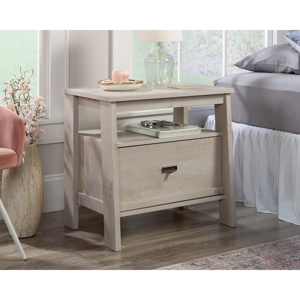 Sauder Trestle Night Stand Cc , Drawer with metal runners and safety stops features T-lock assembly system - 433922