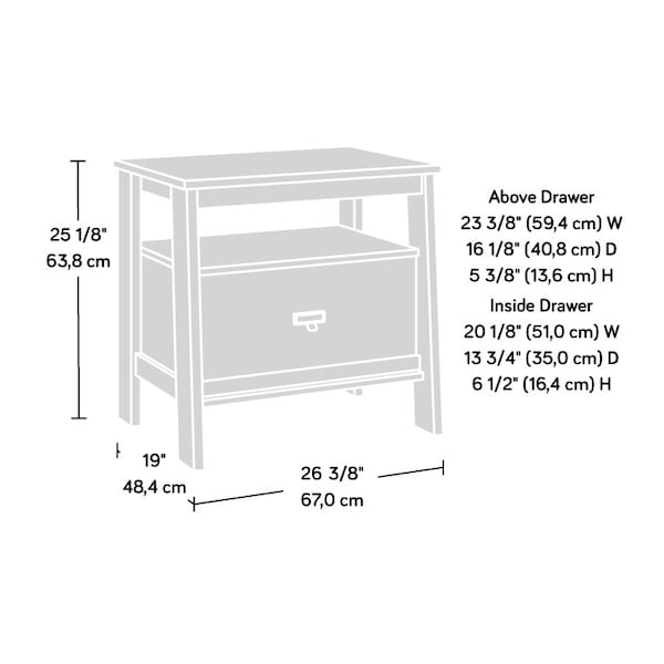 Sauder Trestle Night Stand Cc , Drawer with metal runners and safety stops features T-lock assembly system - 433922