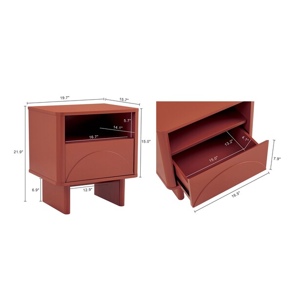 Manhattan Comfort Ella Nightstand in Terracotta - NS005-OR