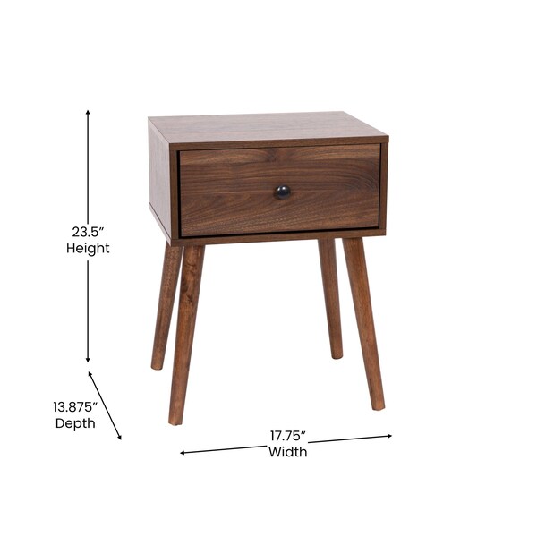 Flash Furniture Dark Walnut One Drawer Nightstand or Accent Table - EM-0319-WAL-GG