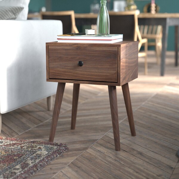 Flash Furniture Dark Walnut One Drawer Nightstand or Accent Table - EM-0319-WAL-GG
