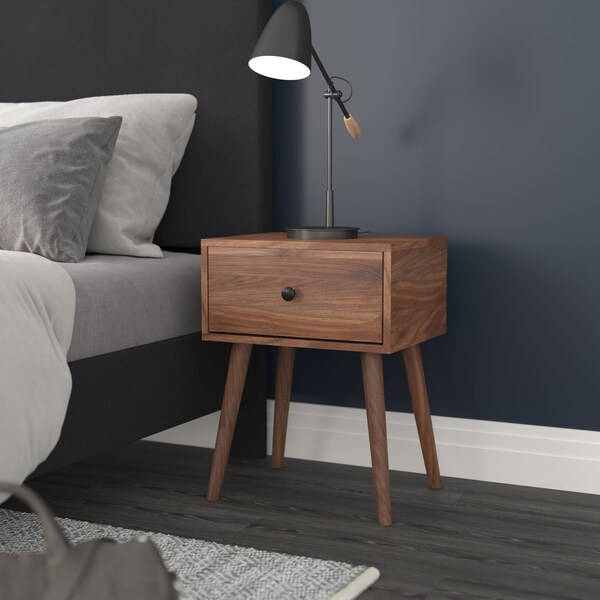Flash Furniture Dark Walnut One Drawer Nightstand or Accent Table - EM-0319-WAL-GG
