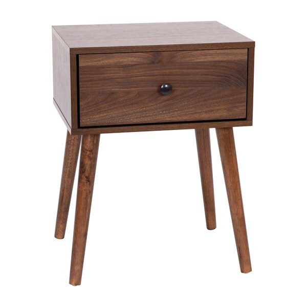 Flash Furniture Dark Walnut One Drawer Nightstand or Accent Table - EM-0319-WAL-GG