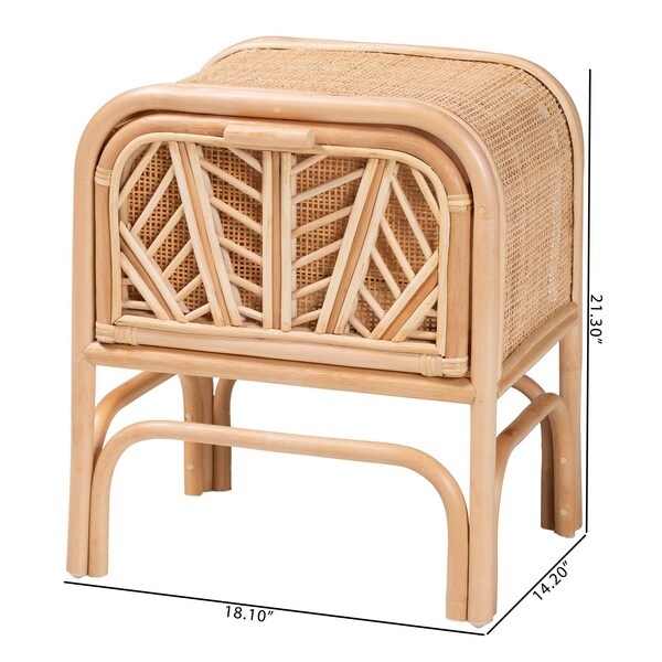 Bali & Pari Carabella Bohemian Natural Rattan 1-Drawer Nightstand - 244-13673-ZORO