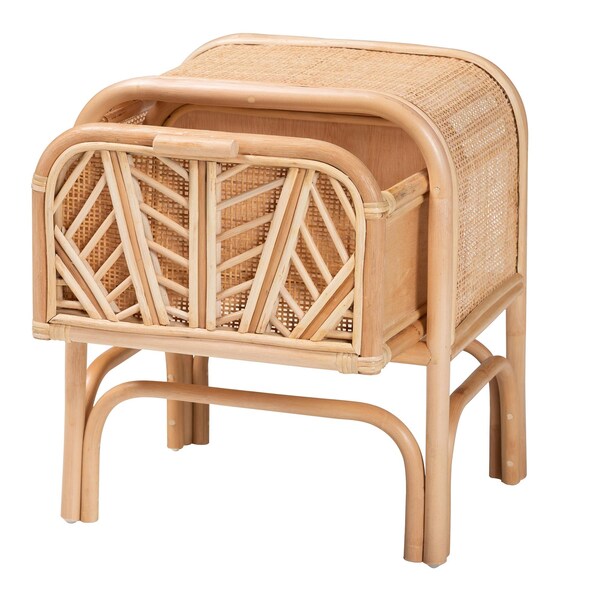 Bali & Pari Carabella Bohemian Natural Rattan 1-Drawer Nightstand - 244-13673-ZORO