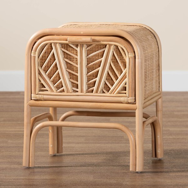 Bali & Pari Carabella Bohemian Natural Rattan 1-Drawer Nightstand - 244-13673-ZORO