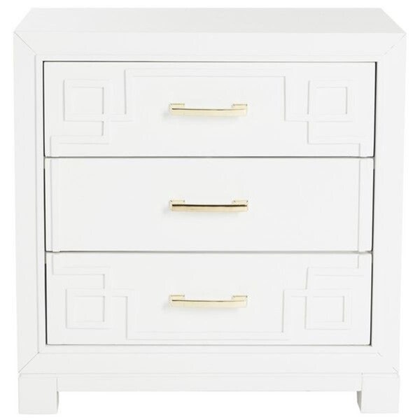 Safavieh Raina Three Drawer Greek Key Night Stand, White - FOX6278A