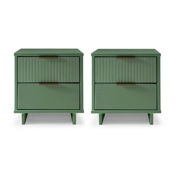 Manhattan Comfort Granville Sage Green 2-Drawer Nightstand, 2PK - 2-NS-5013