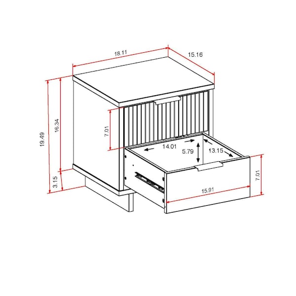 Manhattan Comfort Granville Sage Green 2-Drawer Nightstand, 2PK - 2-NS-5013