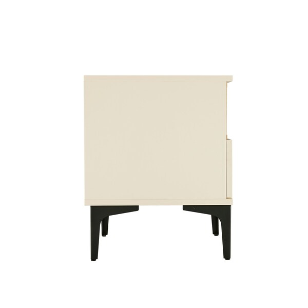 Manhattan Comfort Amara Nightstand in Cream and Natural Oak- Set of 2 - 2-NS006-CR