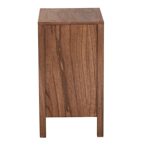 Bali & Pari Holitz Modern Bohemian Walnut Brown Finished Bayur Wood Nightstand - 236-13341-ZORO