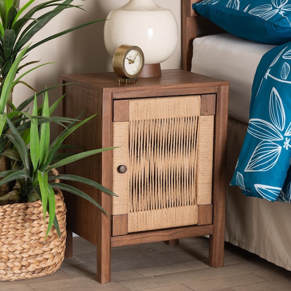 Bali & Pari Holitz Modern Bohemian Walnut Brown Finished Bayur Wood Nightstand - 236-13341-ZORO