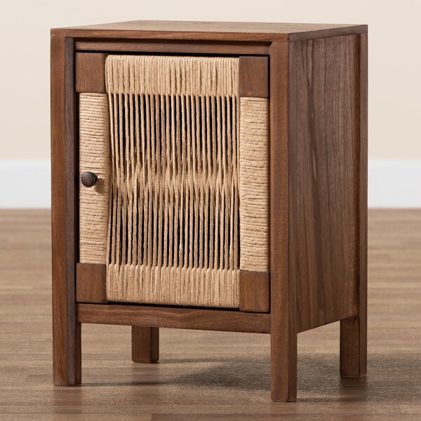 Bali & Pari Holitz Modern Bohemian Walnut Brown Finished Bayur Wood Nightstand - 236-13341-ZORO