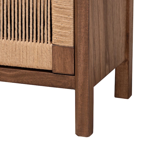 Bali & Pari Holitz Modern Bohemian Walnut Brown Finished Bayur Wood Nightstand - 236-13341-ZORO