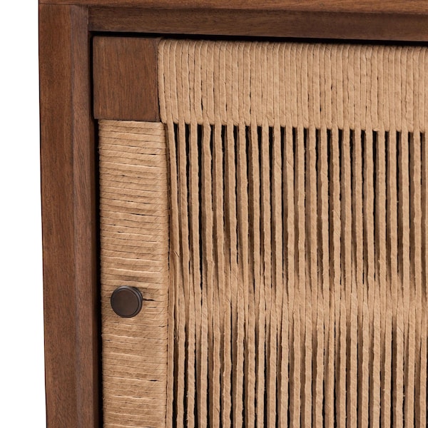Bali & Pari Holitz Modern Bohemian Walnut Brown Finished Bayur Wood Nightstand - 236-13341-ZORO