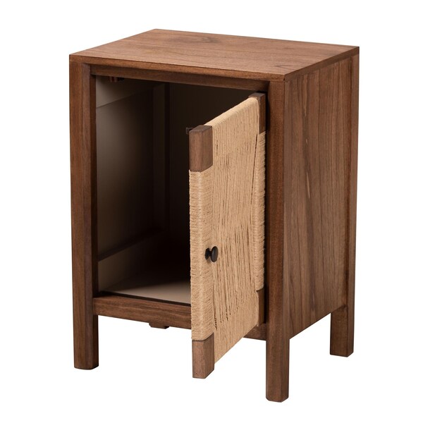 Bali & Pari Holitz Modern Bohemian Walnut Brown Finished Bayur Wood Nightstand - 236-13341-ZORO