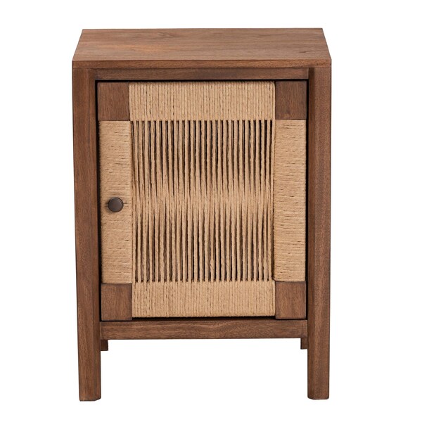 Bali & Pari Holitz Modern Bohemian Walnut Brown Finished Bayur Wood Nightstand - 236-13341-ZORO