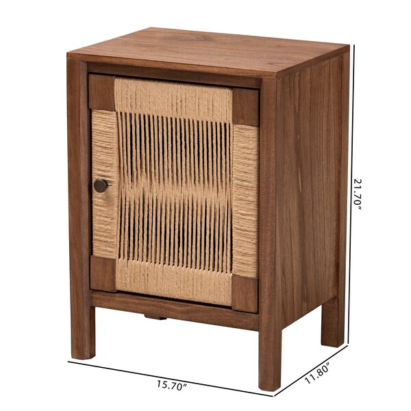 Bali & Pari Holitz Modern Bohemian Walnut Brown Finished Bayur Wood Nightstand - 236-13341-ZORO