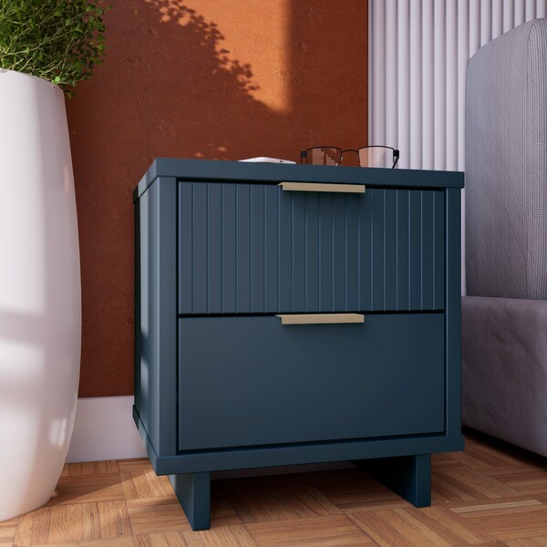 Manhattan Comfort Granville Nightstand 2.0 in Midnight Blue - NS-5014