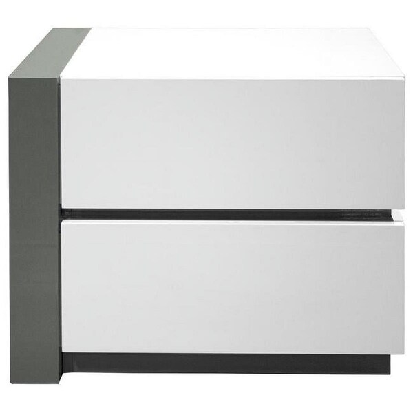 Best Master Furniture Seville White Modern Left Facing 2 Drawer Nightstand - SEVILLE LEFT FACING NIGHTSTAND