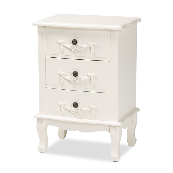 Baxton Studio Callen Classic and Traditional White Finished Wood 3Drawer Nightstand - 212-11939-ZORO