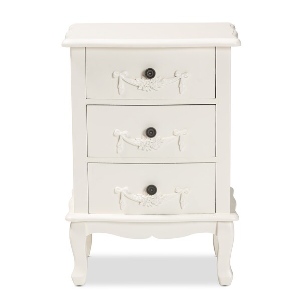 Baxton Studio Callen Classic and Traditional White Finished Wood 3Drawer Nightstand - 212-11939-ZORO