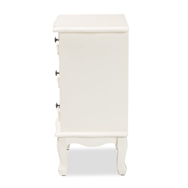 Baxton Studio Callen Classic and Traditional White Finished Wood 3Drawer Nightstand - 212-11939-ZORO
