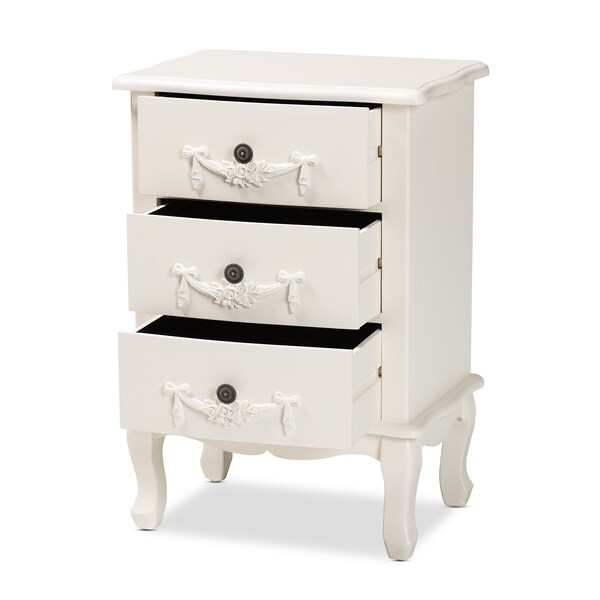 Baxton Studio Callen Classic and Traditional White Finished Wood 3Drawer Nightstand - 212-11939-ZORO