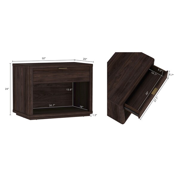 Manhattan Comfort Evelyn 32in Nightstand 2.0 in Brown - NS012-BR