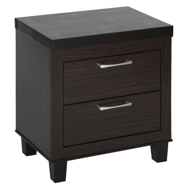 Better Home Products Elegant Mid Century Modern 2 Drawer Nightstand, Tobacco - ELEGANT-NTR-TOB