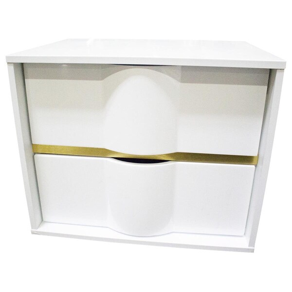Best Master Furniture Havana White with Gold Trimming 2 Drawer Nightstand - HAVANA NIGHTSTAND