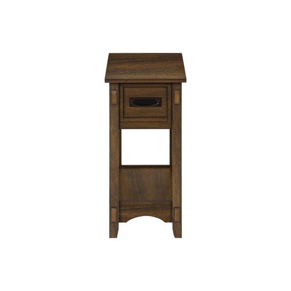 Monarch Specialties Accent Table, Side Table, Nightstand, 2 Tier, Narrow, Storage Drawer, Brown Veneer, Transitional - I 3955