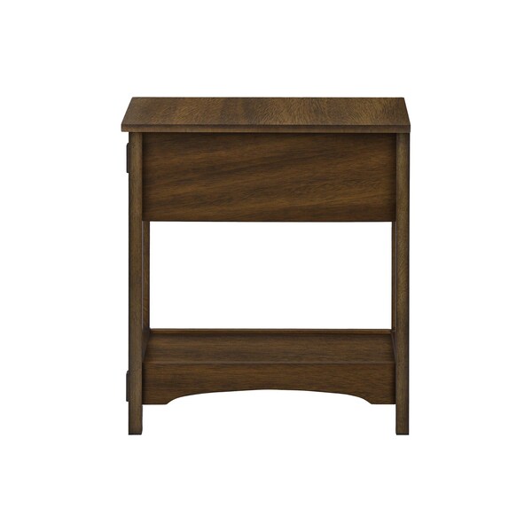 Monarch Specialties Accent Table, Side Table, Nightstand, 2 Tier, Narrow, Storage Drawer, Brown Veneer, Transitional - I 3955