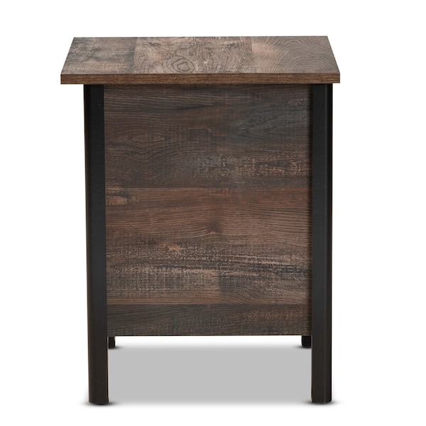 Baxton Studio Vaughan Modern and Contemporary Two-Tone Rustic Brown and Black Finished Wood Nightstand - 180-11081-ZORO