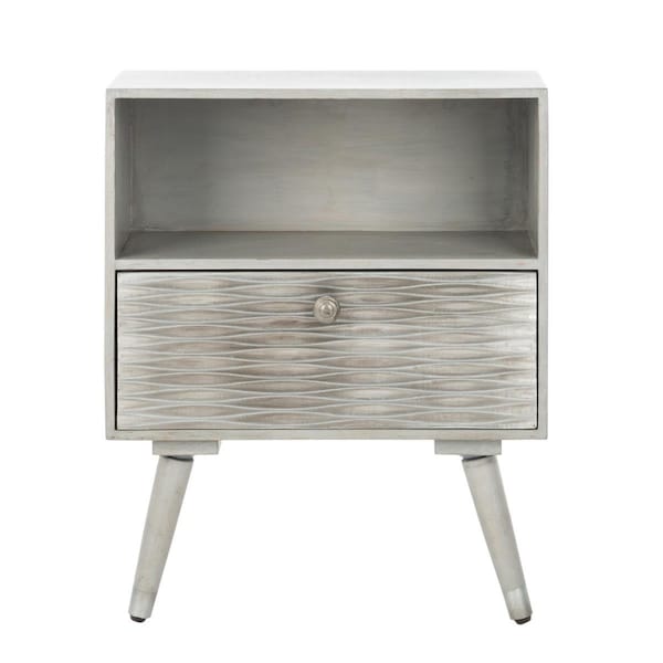 Safavieh Brandy 1 Drawer Textured Nightstand, Grey Walnut - NST5301A