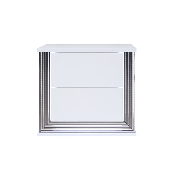 Global Furniture Usa Modern  High Gloss Ylime Smooth White Nightstand With Led - 2479