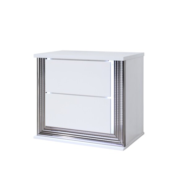 Global Furniture Usa Modern  High Gloss Ylime Smooth White Nightstand With Led - 2479