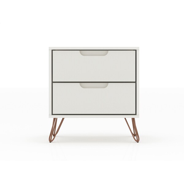 Manhattan Comfort Rockefeller Nightstand 2.0 in Off White (Set of 2) - 2-102GMC8