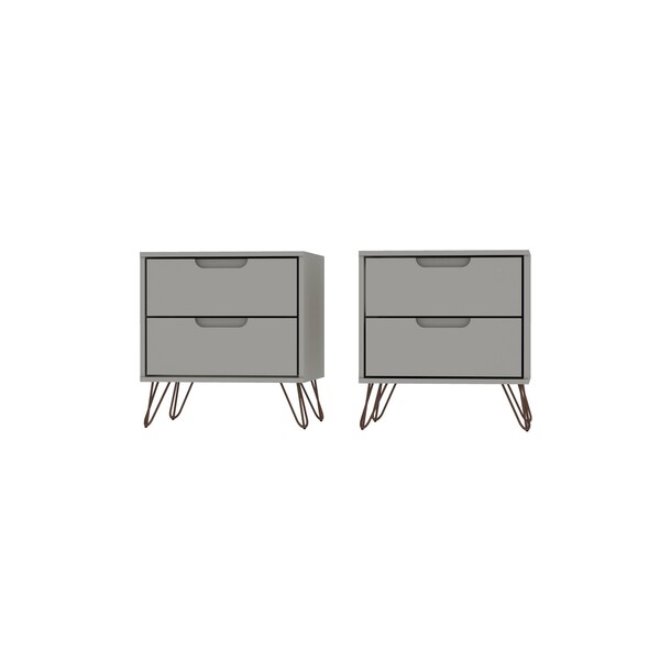 Manhattan Comfort Rockefeller Nightstand 2.0 in Off White (Set of 2) - 2-102GMC8