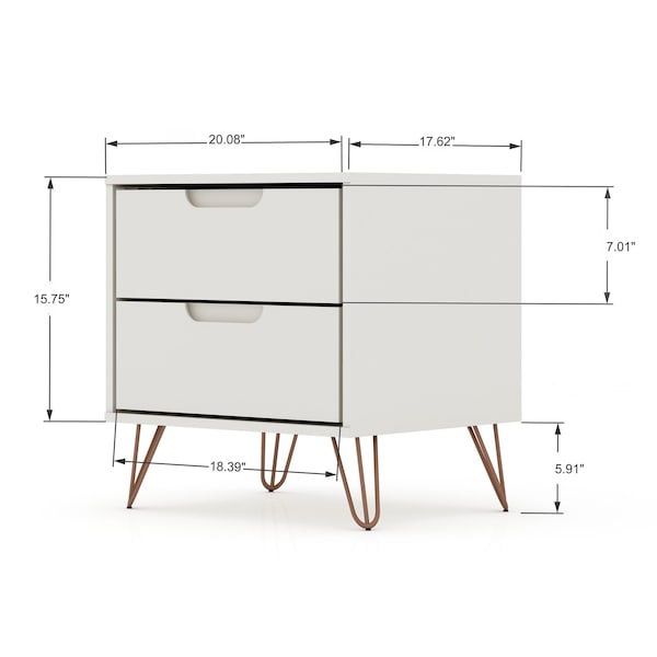 Manhattan Comfort Rockefeller Nightstand 2.0 in Off White (Set of 2) - 2-102GMC8