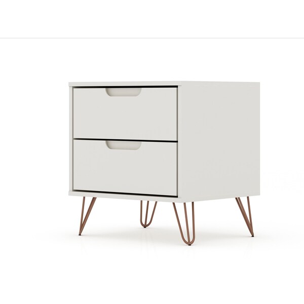 Manhattan Comfort Rockefeller Nightstand 2.0 in Off White (Set of 2) - 2-102GMC8