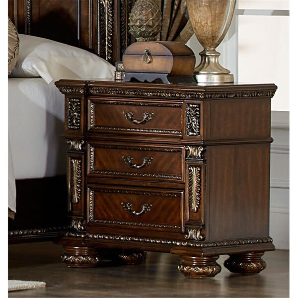 Home Elegance 30 x 18.25 x 31 in. Catalonia Night Stand - Cherry - 1824-4